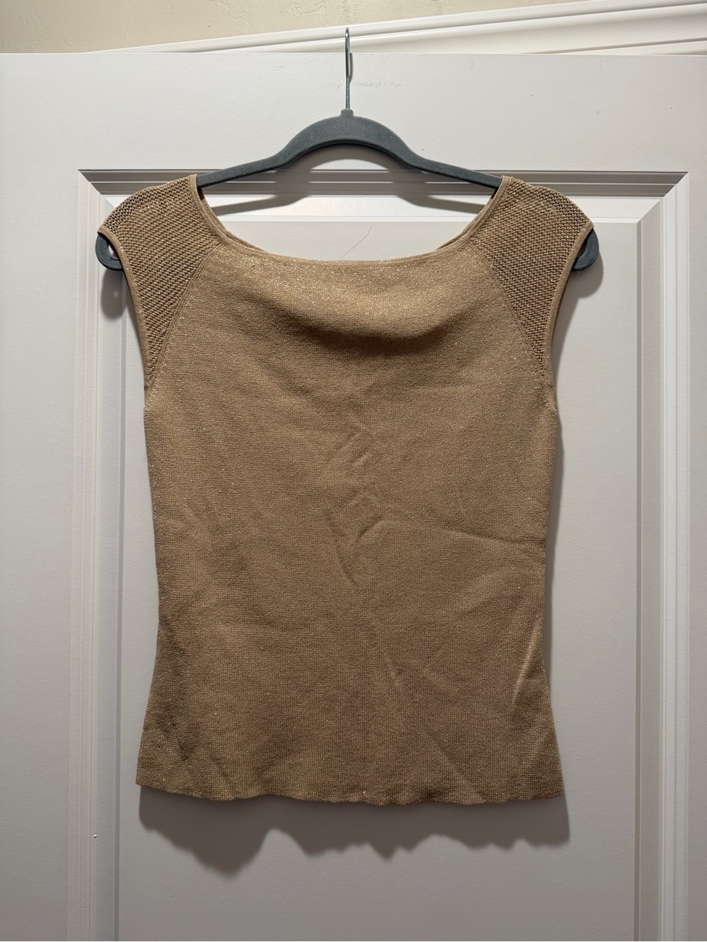 Liz Claiborne Off-Shoulder Sleeveless Knit Top in Camel
